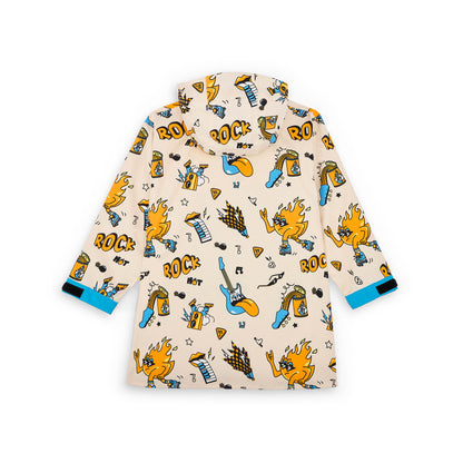 Children's cream rain poncho music patterns Orange and green Hello Hossy