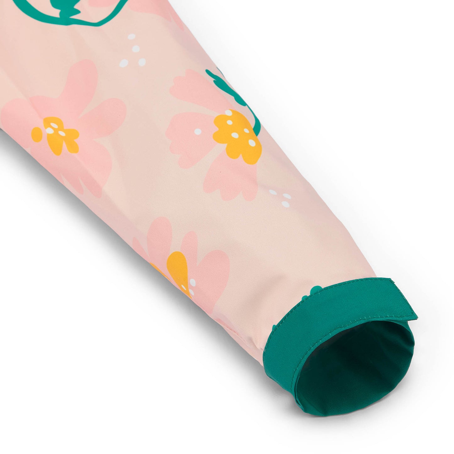 Children's poncho sleeve pink flower patterns green fastening Hello Hossy