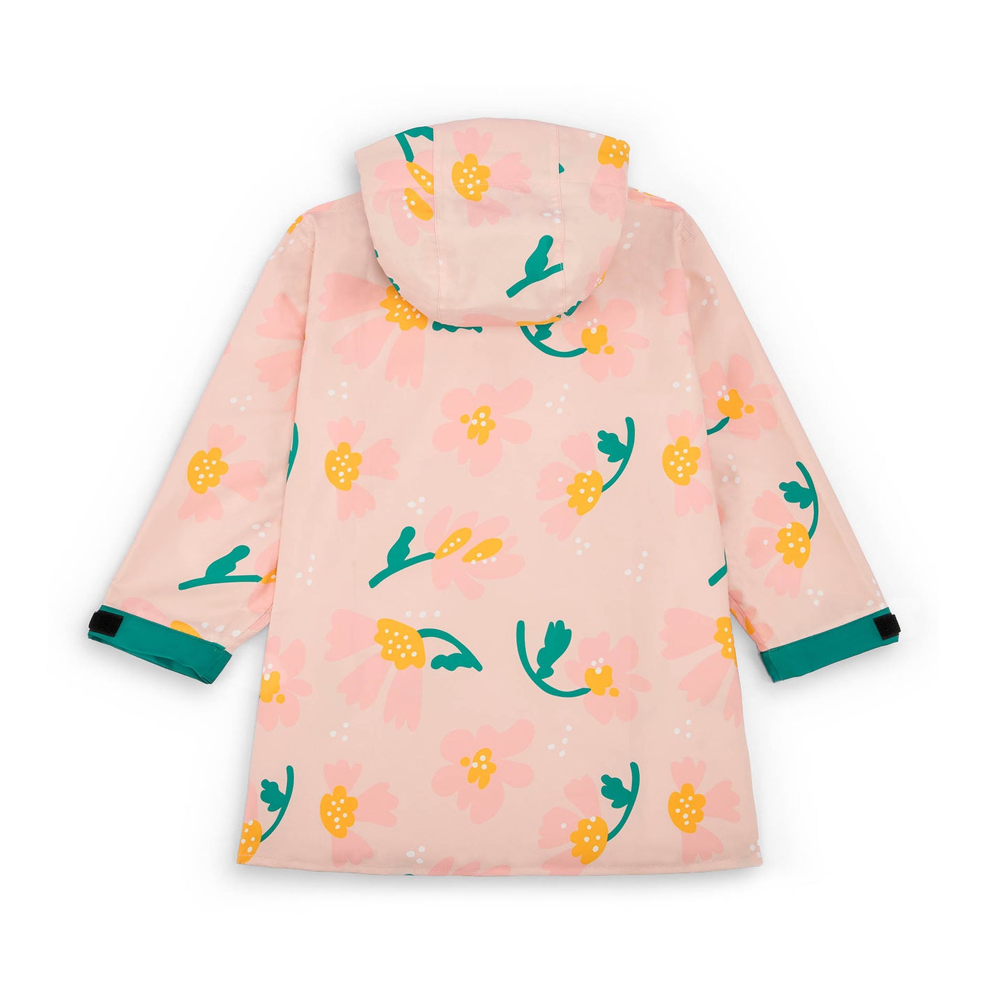 Children's pink rain poncho with flower pattern and adjustable sleeves Hello Hossy