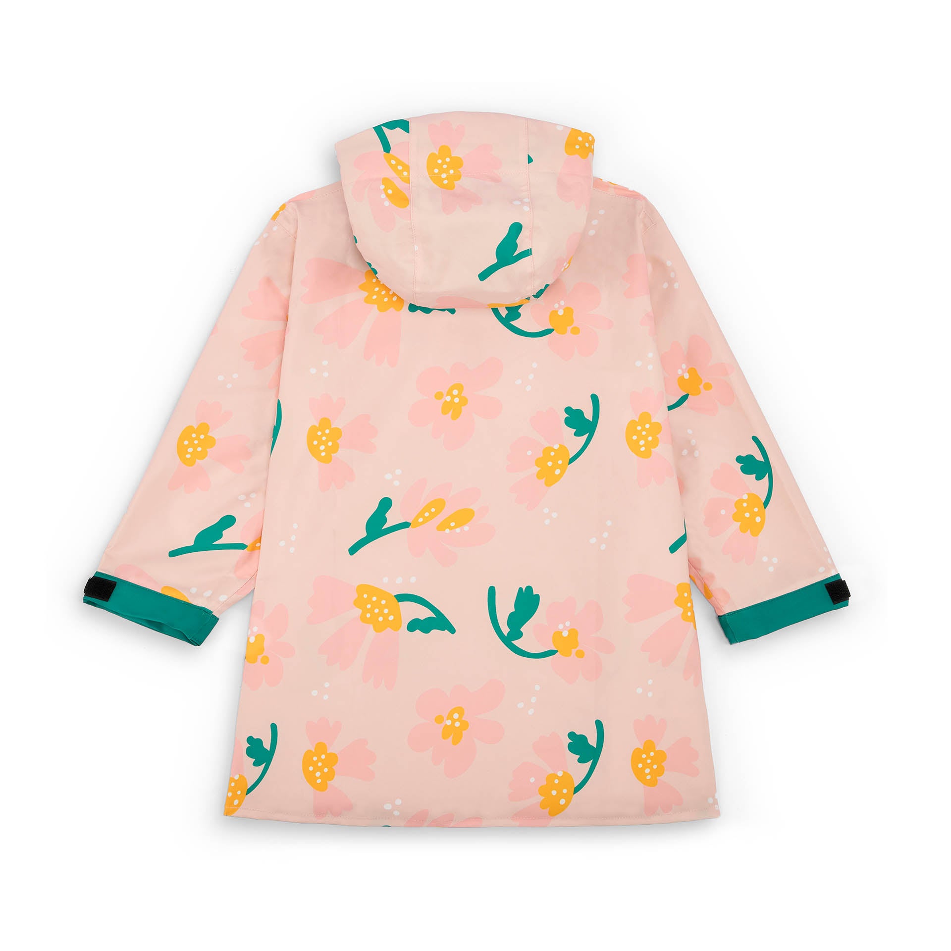 Children's pink rain poncho with flower pattern and adjustable sleeves Hello Hossy