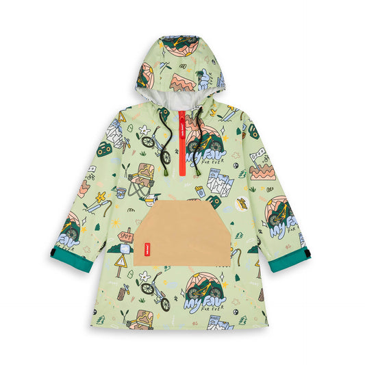 Poncho de Pluie imperméable avec capuche Mountain Ride pour enfant – vue à plat, de face