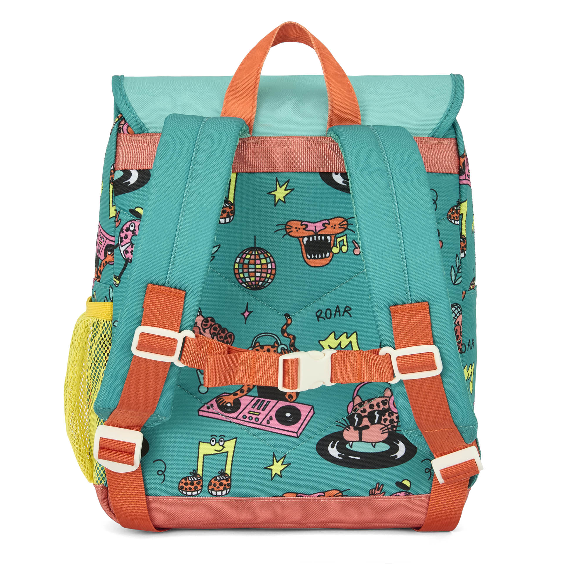 Children's green coral backpack with Colourful animals Pattern Hello Hossy