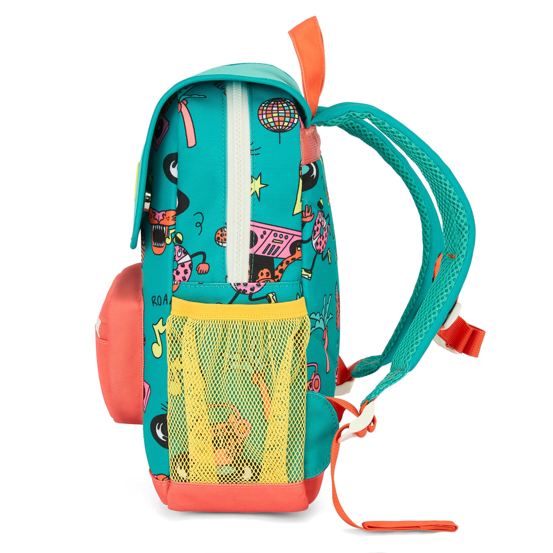 Green coral animals print children's backpack with mesh pockets Hello Hossy