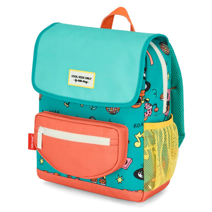 Children's green coral backpack with animals Pattern and Front Pocket Hello Hossy