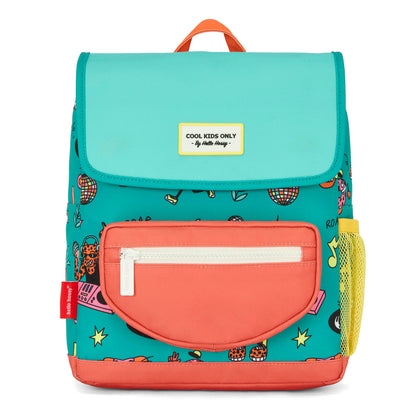 Children's green coral animals patterned backpack with yellow pocket Hello Hossy