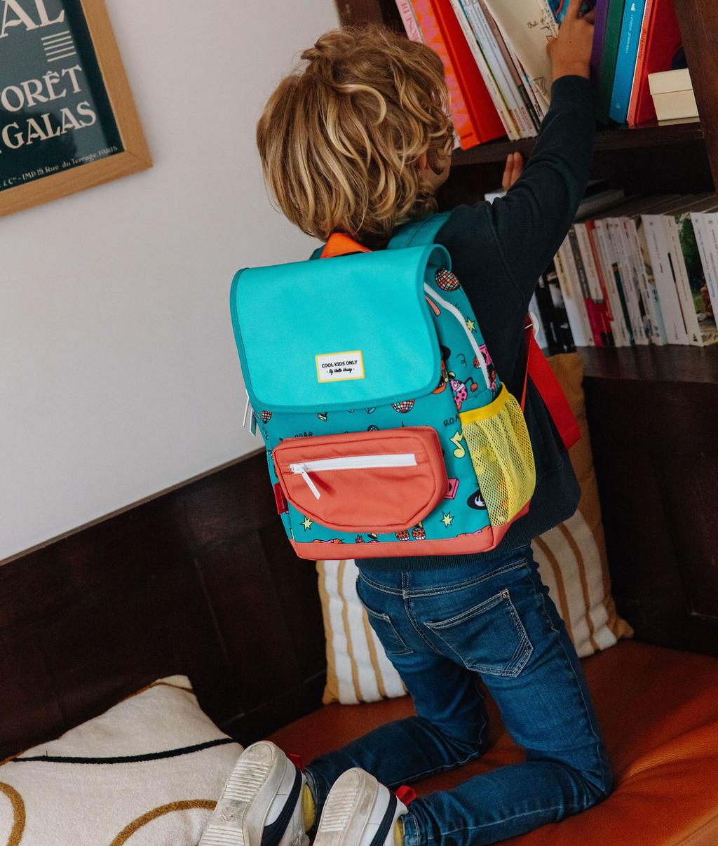 Green coral animals print children's backpack Hello Hossy