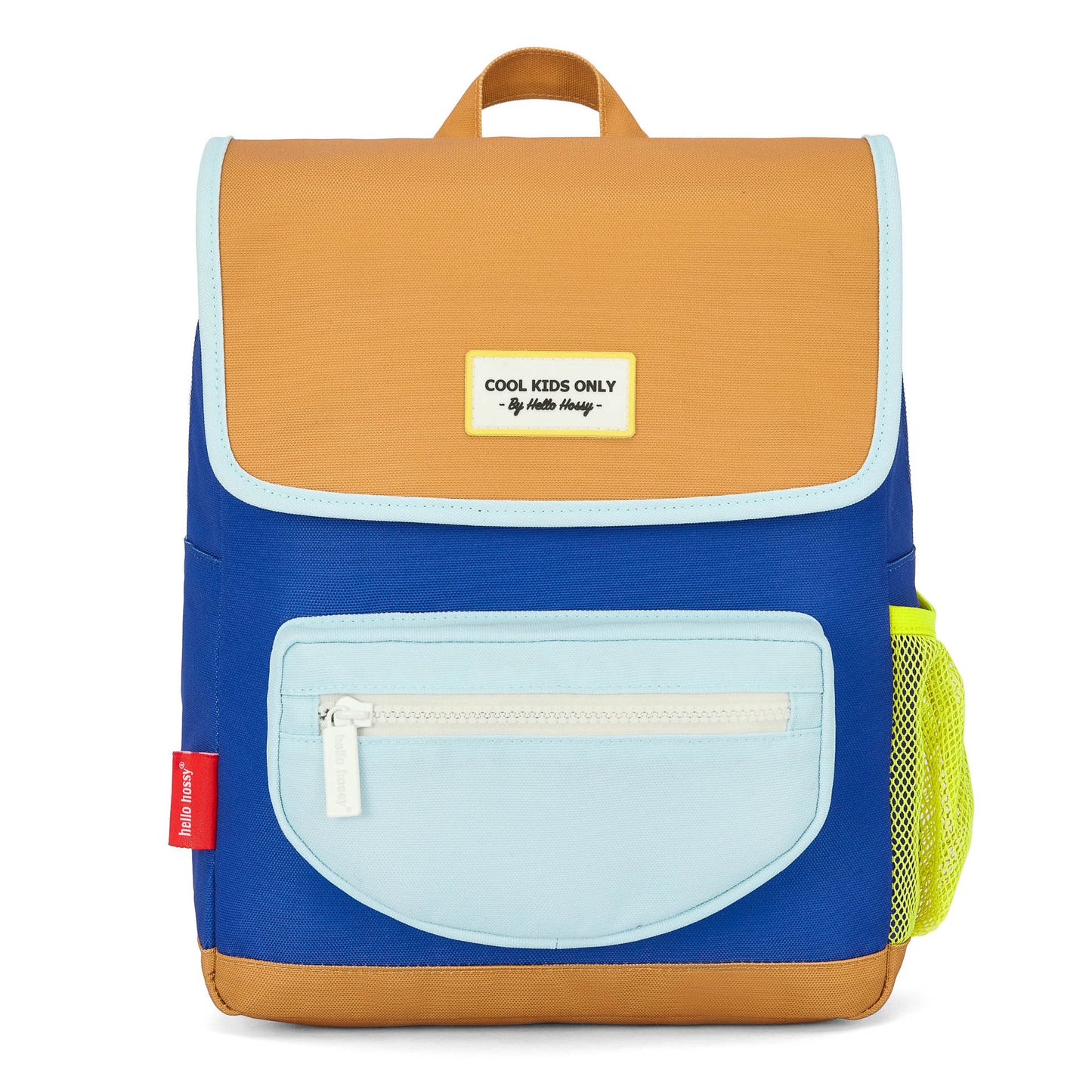 Children's blue Backpack felt pocket zip camel shell Hello Hossy
