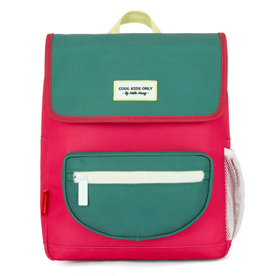 Sac à dos enfant framboise vert poche zippée Hello Hossy