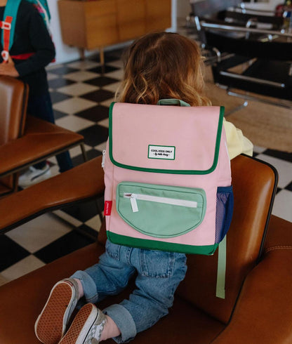 Kids backpack pink green pocket Hello Hossy