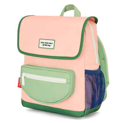 Children's pink and green backpack with front pocket Hello Hossy