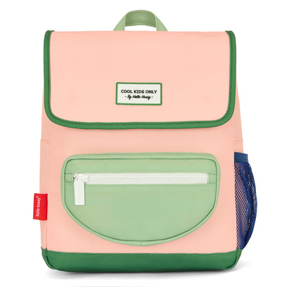 Children's pink and green backpack with front pocket Hello Hossy