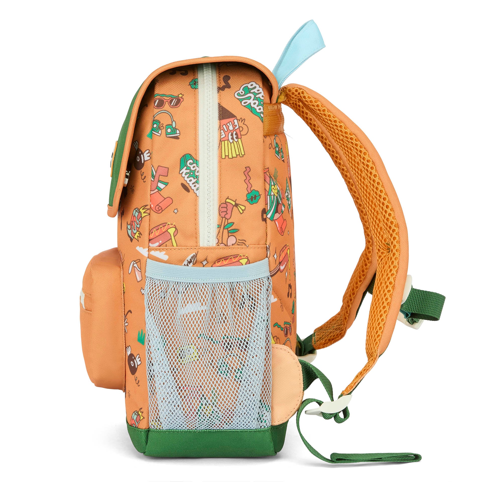 Brown patterned music children's backpack with mesh pocket Hello Hossy