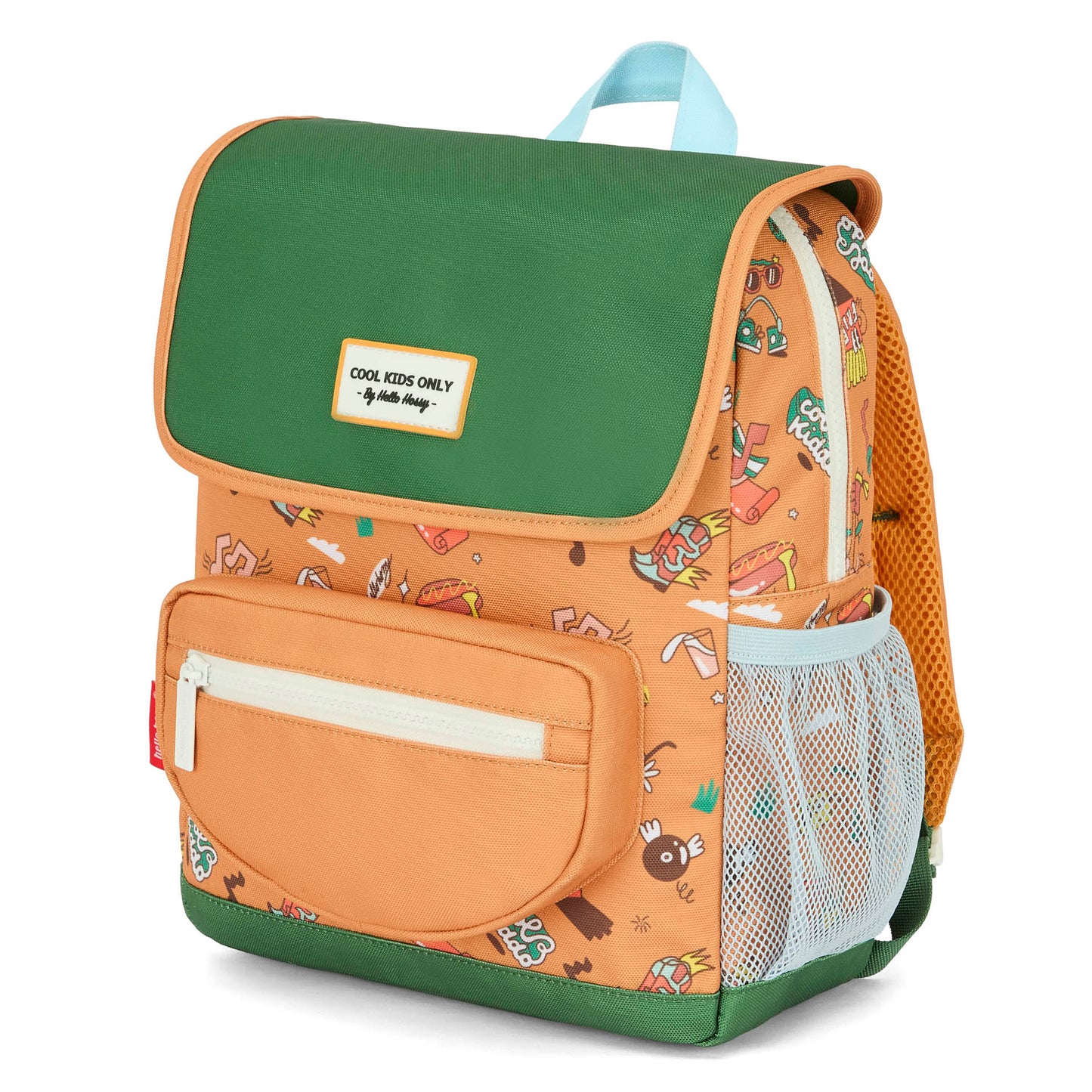 Brown music pattern children's backpack with Patch Hello Hossy