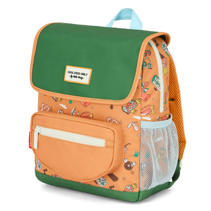 Brown music pattern children's backpack with Patch Hello Hossy