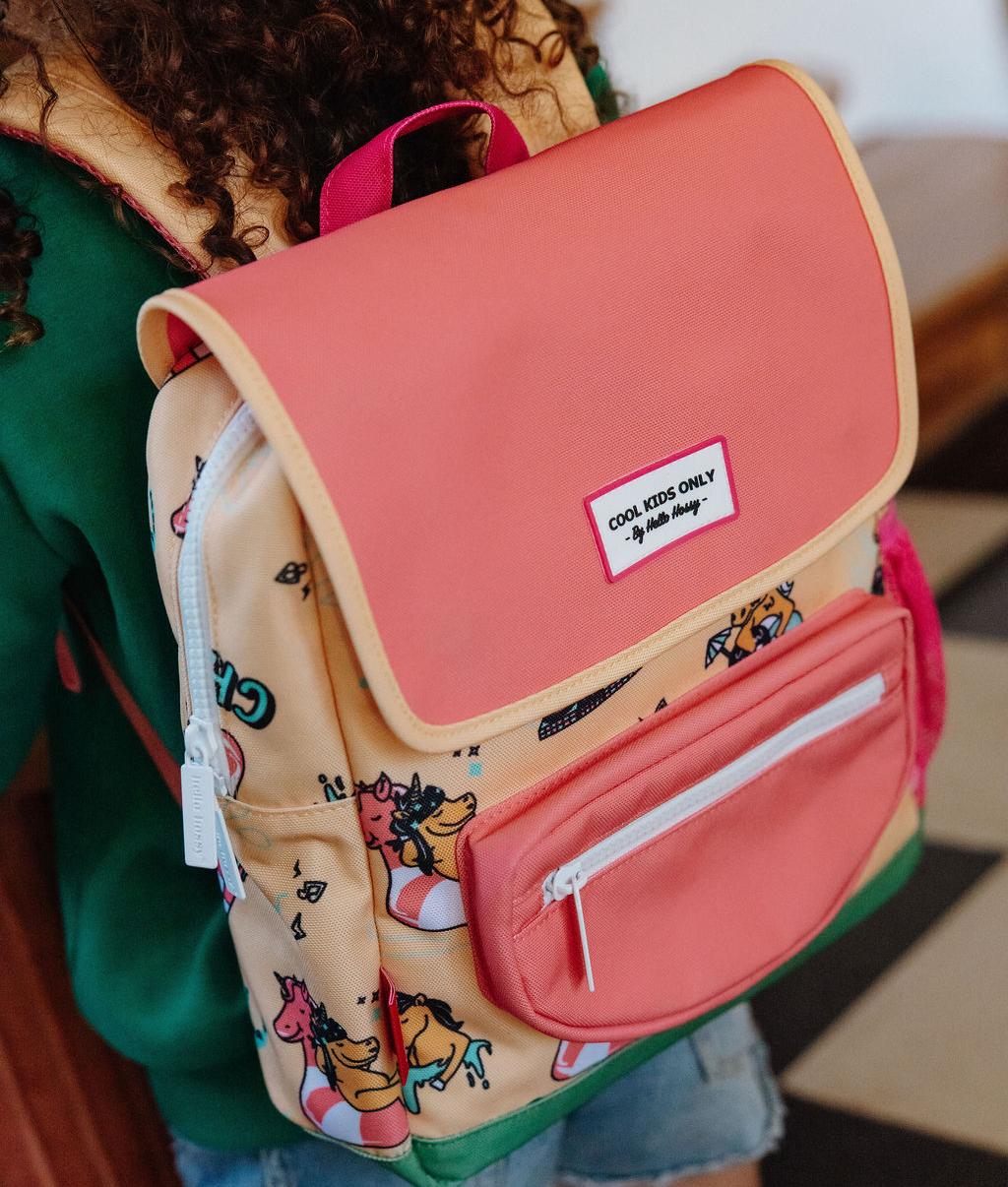 Sac à dos enfant rose jaune motif licorne Hello Hossy