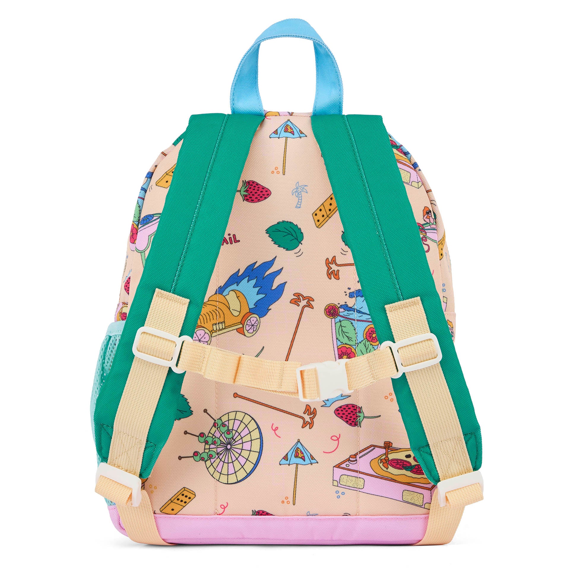 beige green food patterns kids Backpack padded straps Hello Hossy