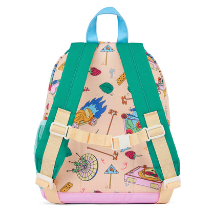 beige green food patterns kids Backpack padded straps Hello Hossy