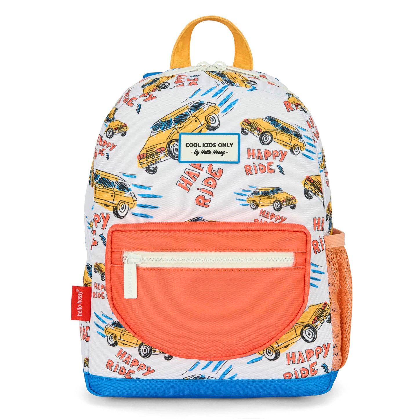 Sac à dos enfant blanc orange motif voitures Hello Hossy