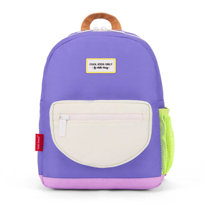 Sac à dos enfant violet poche crème bord rose Hello Hossy