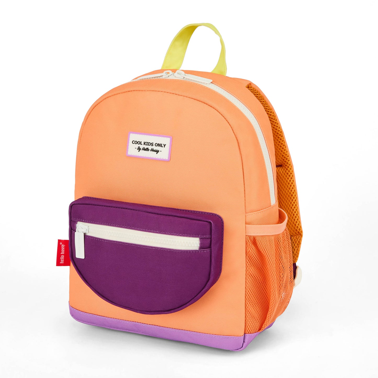 Sac à dos enfant orange poche violette Hello Hossy
