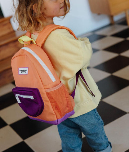 Sac à dos enfant orange poche violette Hello Hossy