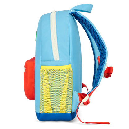 Blue kids' Backpack with mesh pocket yellow and red detail Hello Hossy