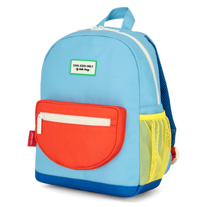 Children's blue backpack red pocket yellow mesh Hello Hossy