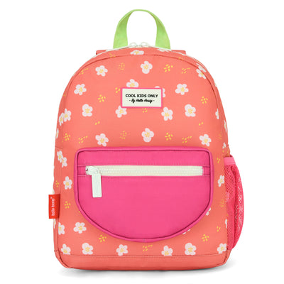 Children's coral patterned flowers backpack pink pocket Hello Hossy