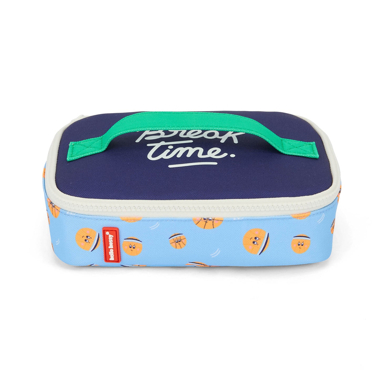 Children's snack bag Light blue basketball pattern green handle Hello Hossy