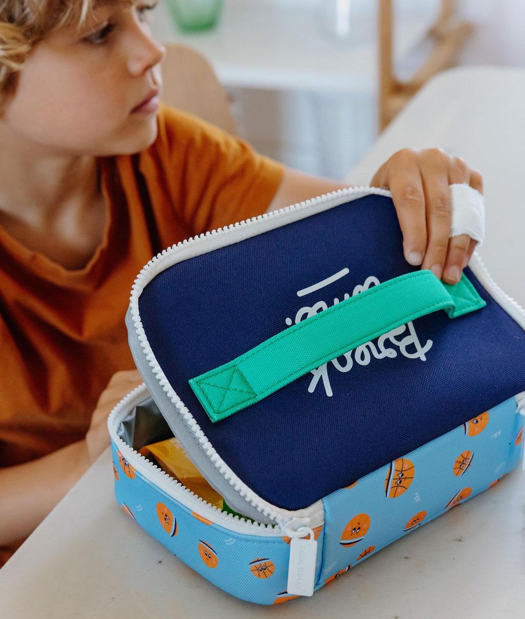 Children's snack bag blue orange balloon pattern Hello Hossy