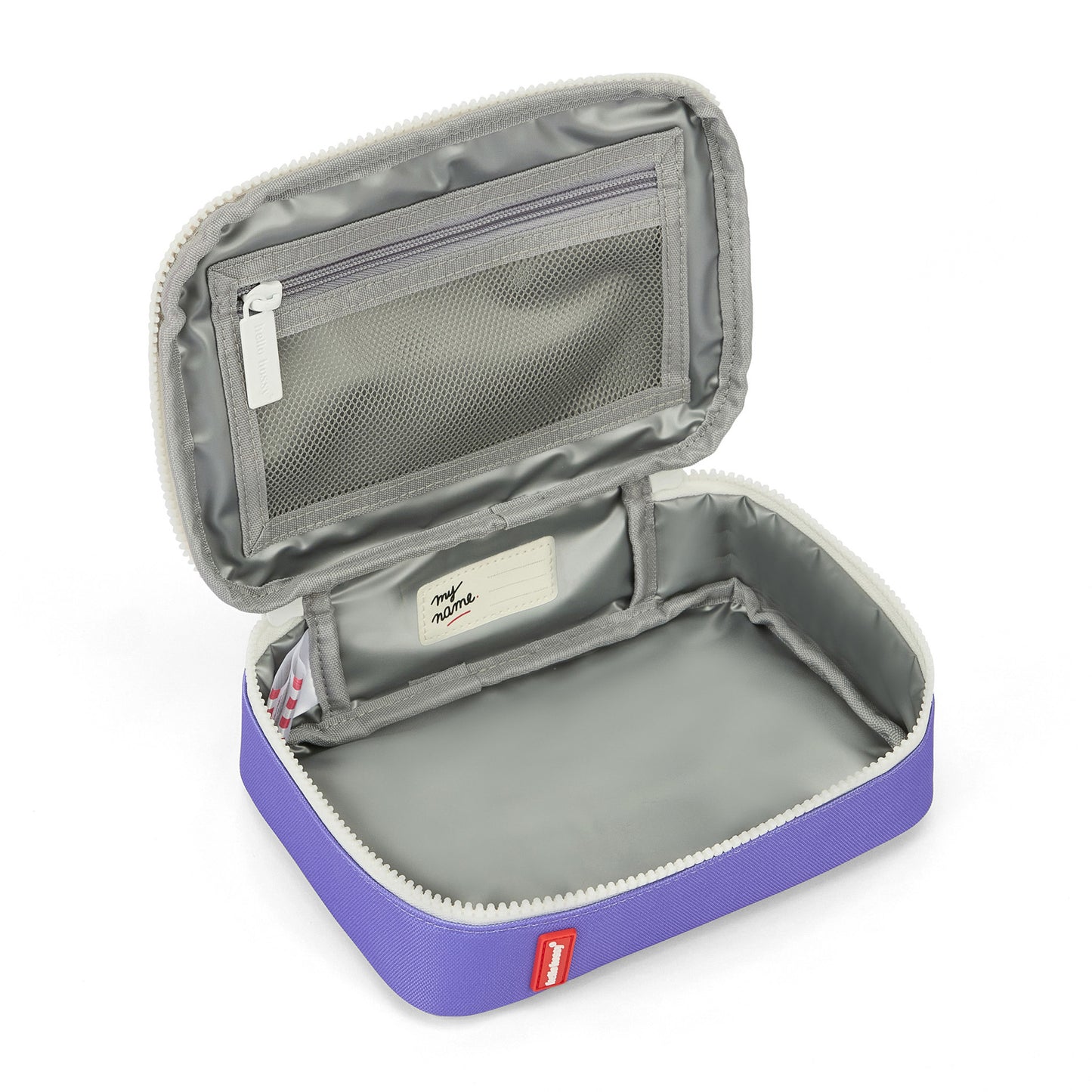 Snack Bag kids purple grey interior zipped compartment Hello Hossy