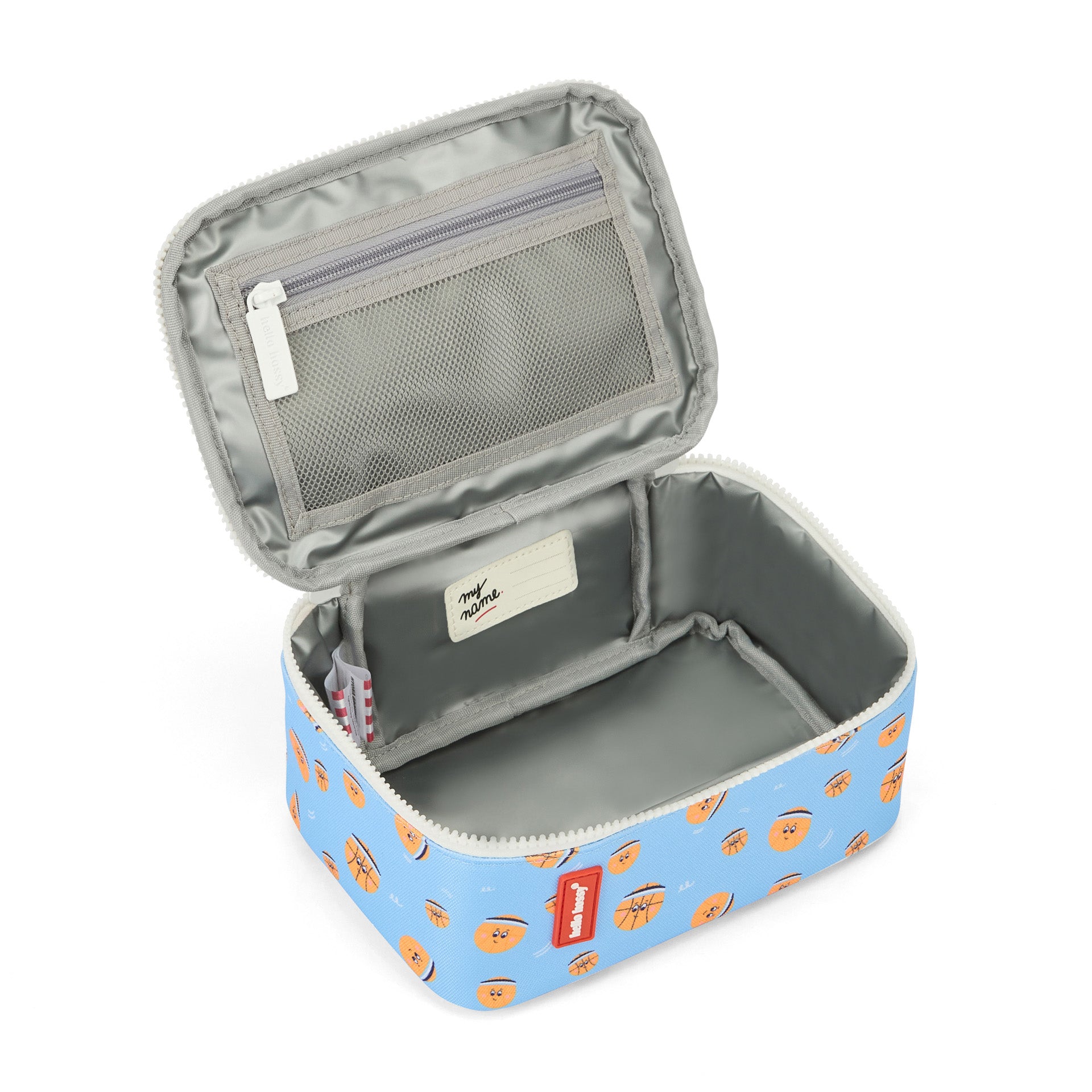 Sac repas enfant bleu imprimé basketball intérieur isotherme Hello Hossy