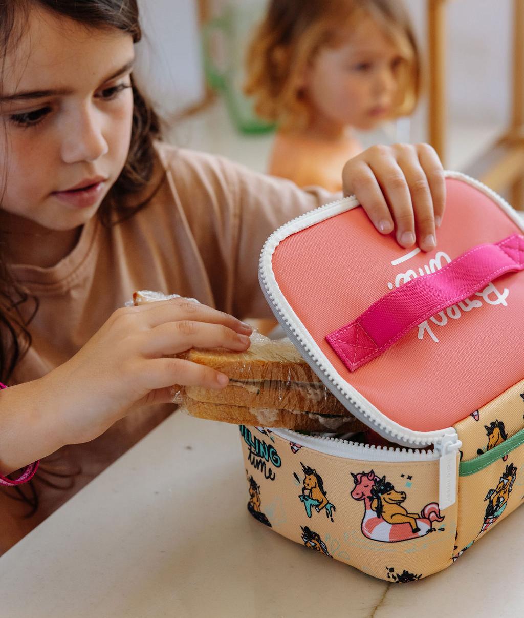 Sac repas enfant jaune rose motif licorne Hello Hossy
