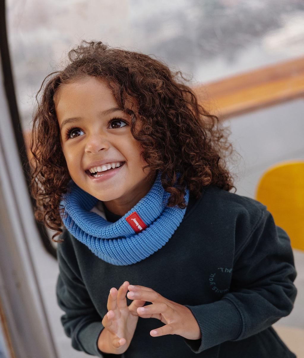 Children's Snood blue ribbed knit red label Hello Hossy