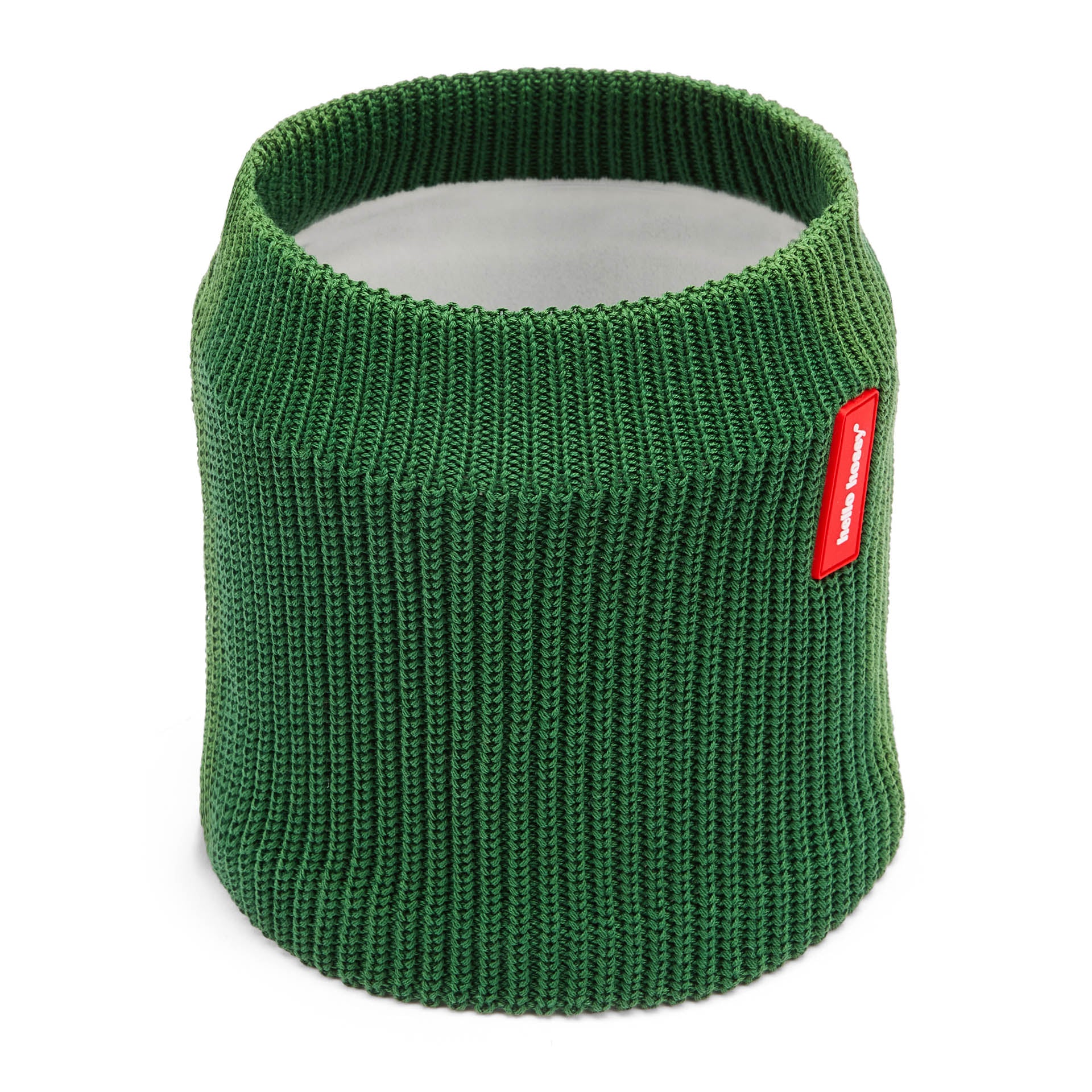 Snood kids green ribbed knit fleece lining Hello Hossy