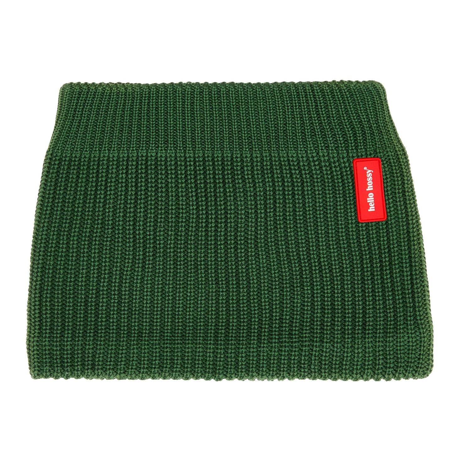Snood kids green ribbed knit label Hello Hossy