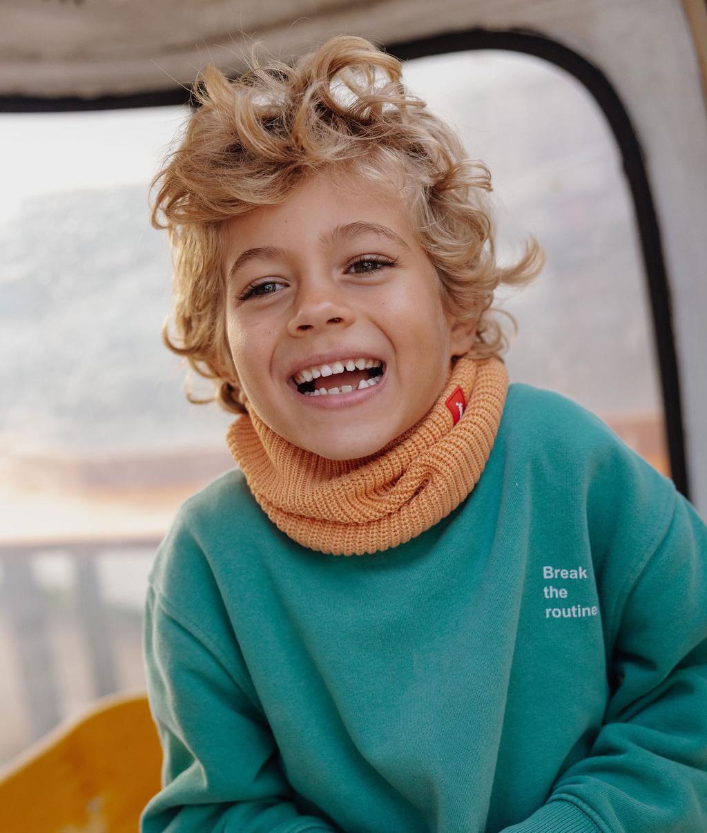 Children's Snood Camel ribbed knit fleece-lined collar Hello Hossy