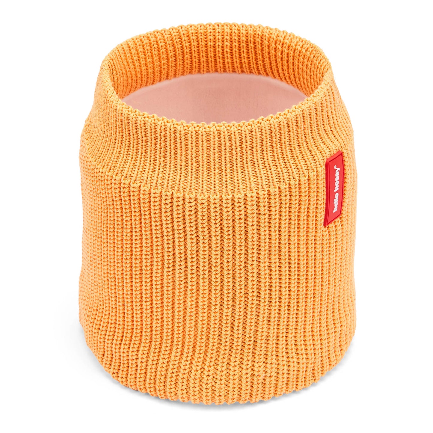 Children's Camel ribbed Snood with red label detail Hello Hossy