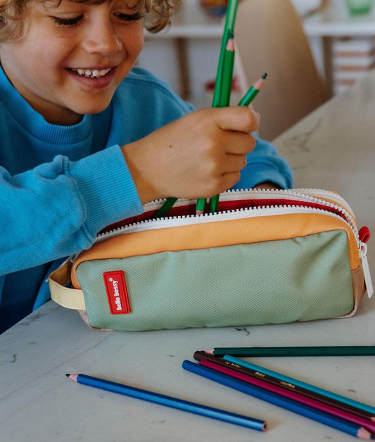 Children's green two-toned multiple zips pencil case Hello Hossy