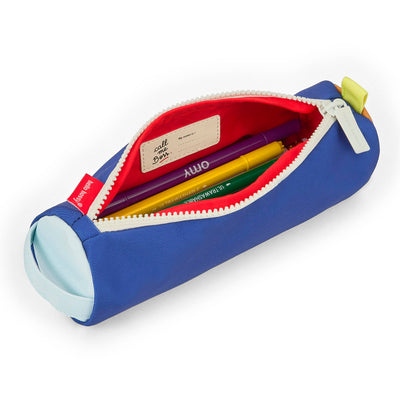Trousse scolaire enfant bleu intérieur rouge fermeture blanche Hello Hossy