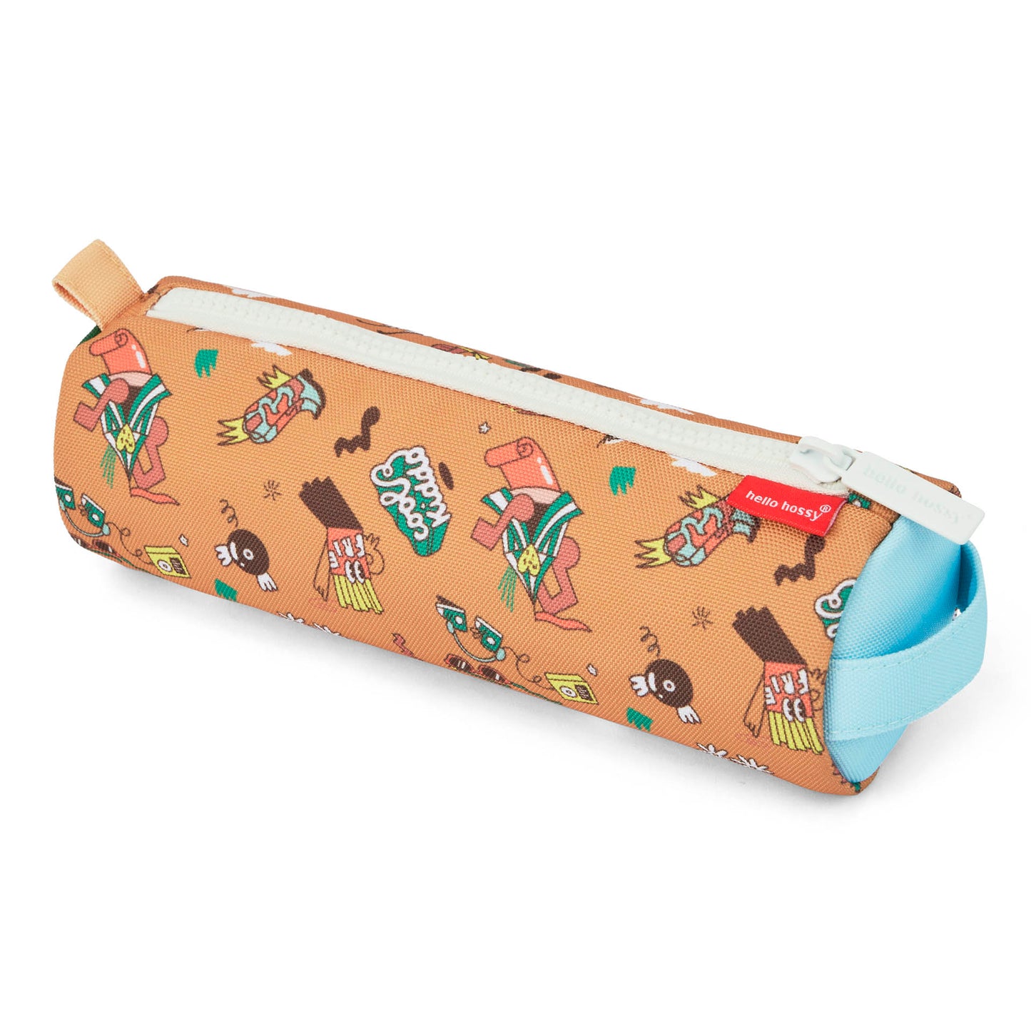 Trousse scolaire enfant marron motif musique zip blanc Hello Hossy