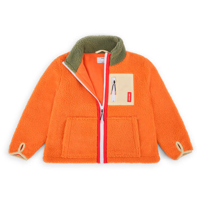 Children's Orange and Beige fleece jacket with zipped pocket and contrasting collar Hello Hossy