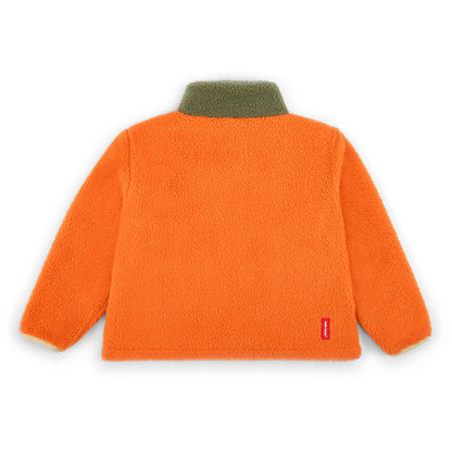 Children's Orange fleece jacket with Beige collar, plain back Hello Hossy