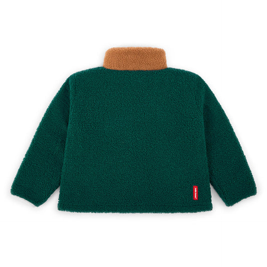 Children's fleece jacket blue green brown collar Hello Hossy