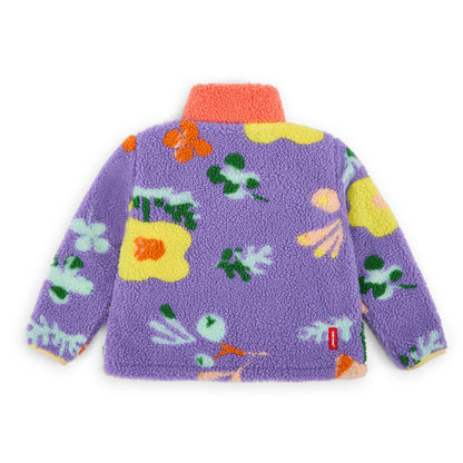 Children's lilac fleece jacket flower pattern Orange collar Hello Hossy