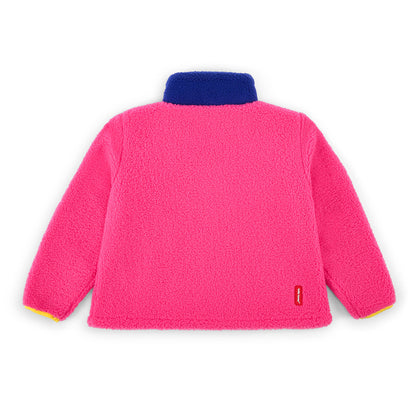 Children's fuchsia fleece jacket blue collar long sleeves Hello Hossy