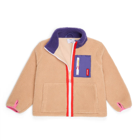 Veste polaire beige enfant vue à plat Hello Hossy