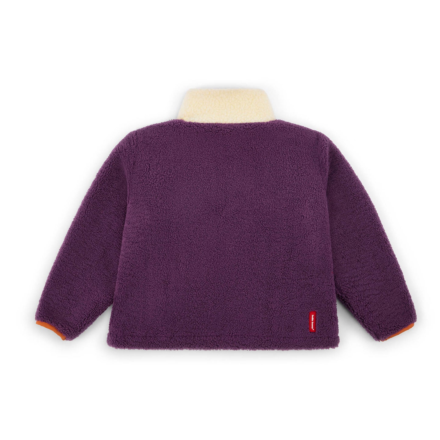 Children's fleece jacket plum high collar yellow detail Hello Hossy