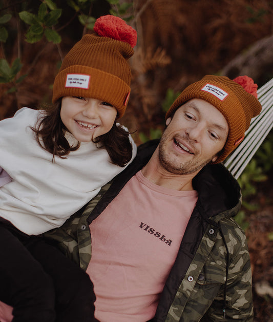 Color Block Brownie Beanie